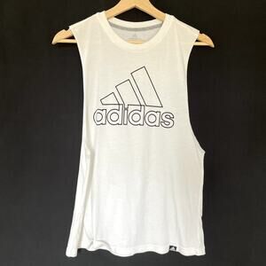 Adidas ultimate 2.0 white muscle tee sleeveless workout athletic top men's S